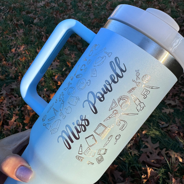 Customized 40 Oz Tumbler With Handle and Straw Lid.