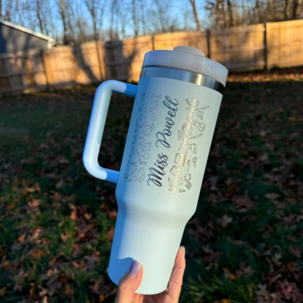 Customized 40 Oz Tumbler With Handle and Straw Lid.