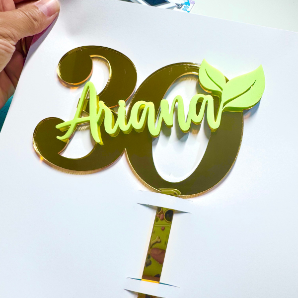 Custom Age and Name Acrylic Cake Topper.