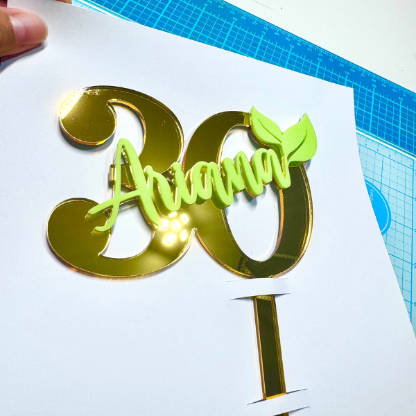 Custom Age and Name Acrylic Cake Topper.