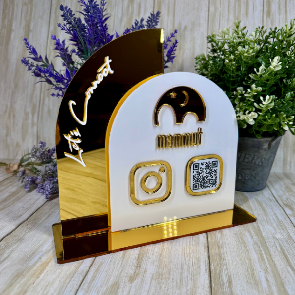 QR Code Sign. Social Media Sign. Lets Get Social. Customized QR code Display.