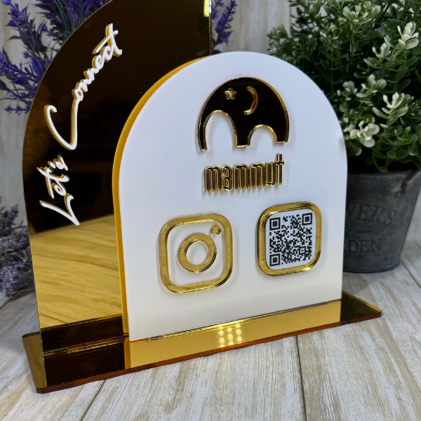 QR Code Sign. Social Media Sign. Lets Get Social. Customized QR code Display.