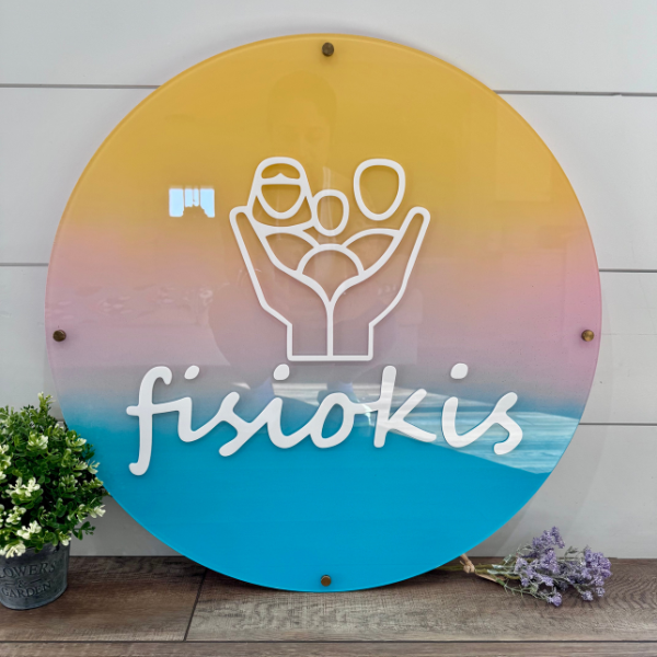 Custom Round Logo. Custom Business Sign. Custom Acrylic Sign.