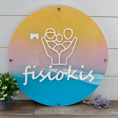 Custom Round Logo. Custom Business Sign. Custom Acrylic Sign.