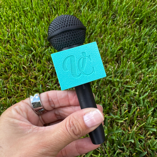 Custom Microphone Flag with Logo | Personalized 3D Printed Microphone Holder