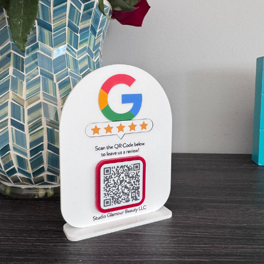 Google Reviews Sign.  QR Code Google Review.