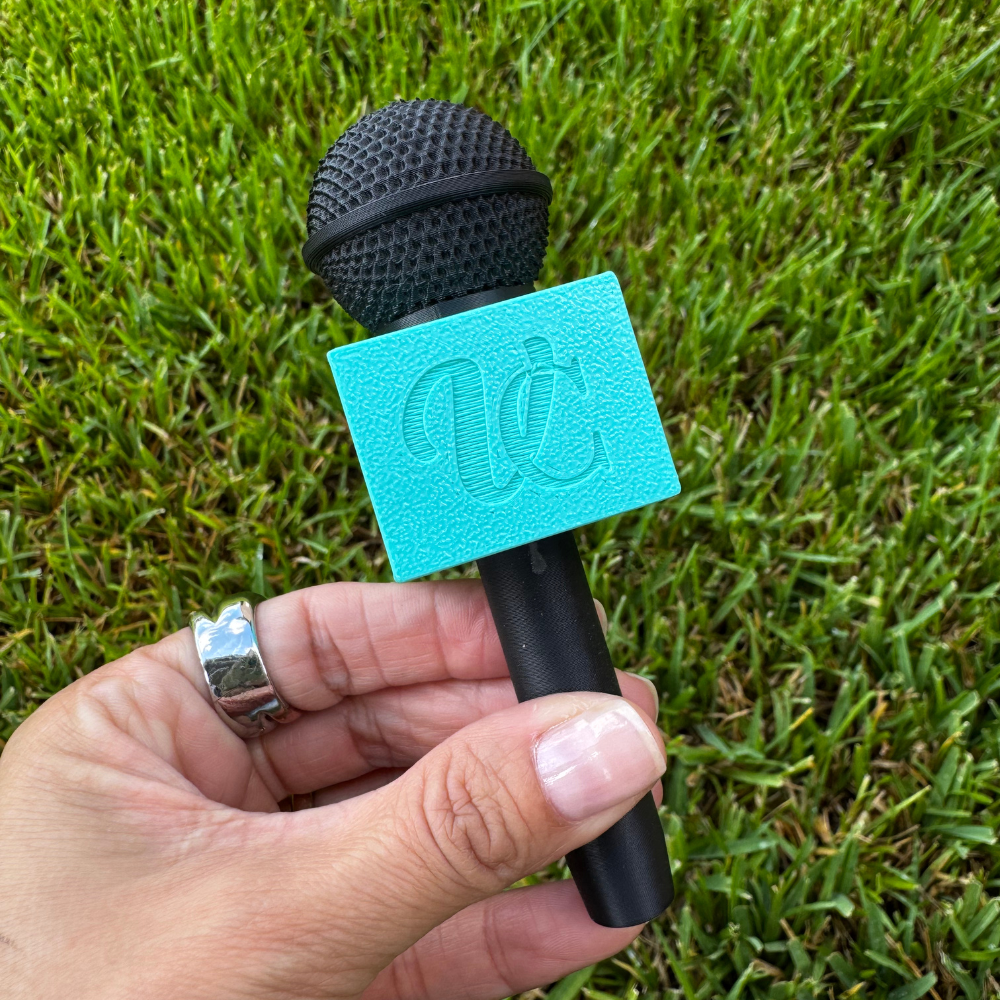 Custom Microphone Flag with Logo | Personalized 3D Printed Microphone Holder