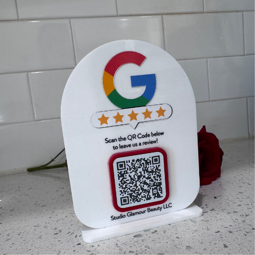 Google Reviews Sign.  QR Code Google Review.