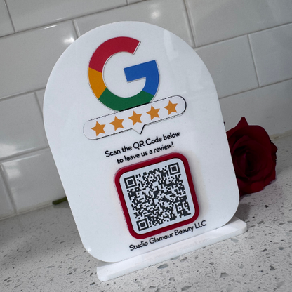 Google Reviews Sign.  QR Code Google Review.