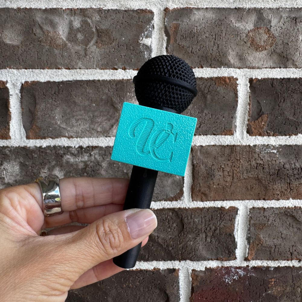 Custom Microphone Flag with Logo | Personalized 3D Printed Microphone Holder