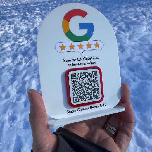 Google Reviews Sign.  QR Code Google Review.