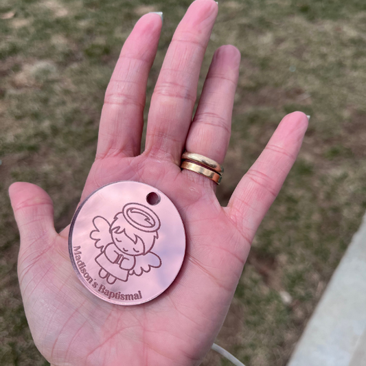 Baptism Gold Acrylic Tag, Baby Shower Favors.