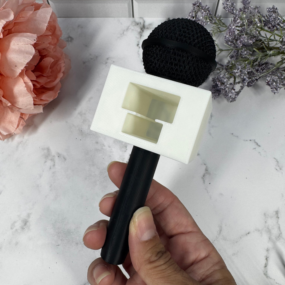 Custom Microphone Flag with Logo | Personalized 3D Printed Microphone Holder