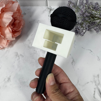 Custom Microphone Flag with Logo | Personalized 3D Printed Microphone Holder