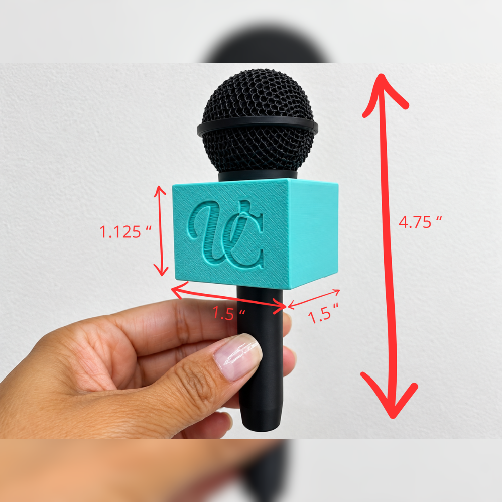 Custom Microphone Flag with Logo | Personalized 3D Printed Microphone Holder