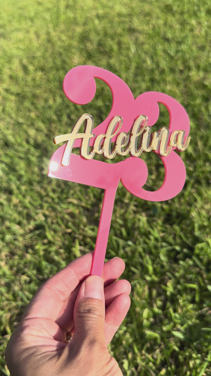 Custom Age and Name Acrylic Cake Topper.